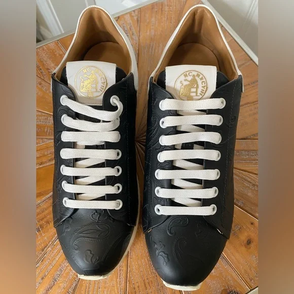 NWT EsseutEsse Women’s Black and White Embossed Genuine Leather Sneakers Size 10 - Picture 7 of 9